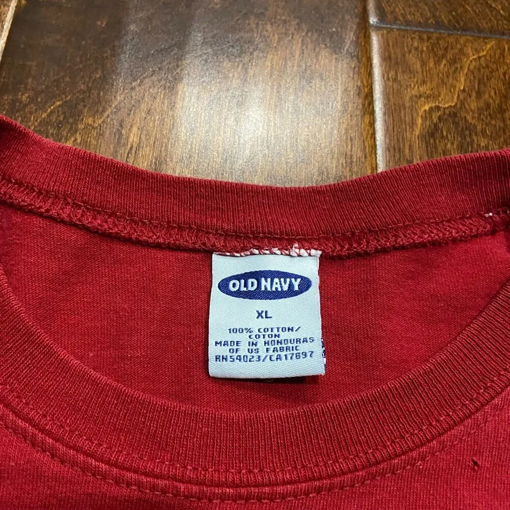Old Navy Vintage 2002 Y2K USA Flag Red Cotton Crewneck T-Shirt Men's Size XL